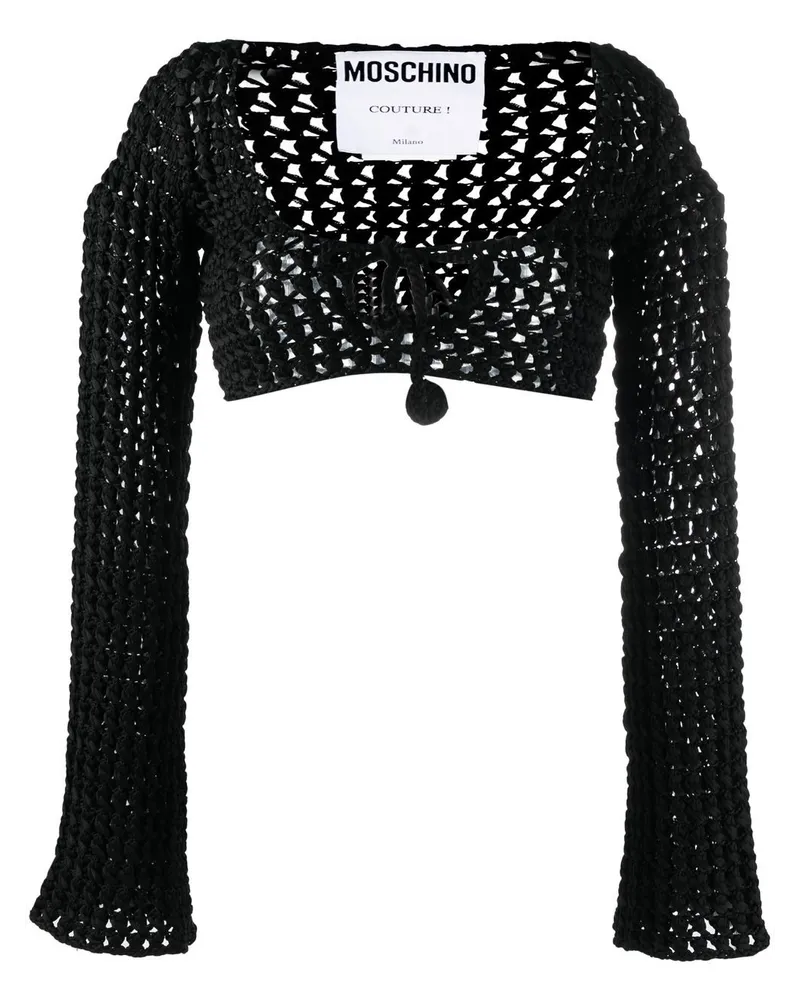 Moschino Cropped-Oberteil mit Lochstrickmuster - Schwarz Schwarz