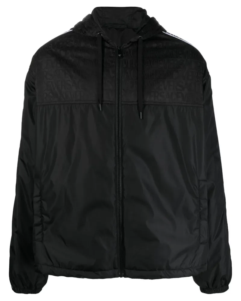 Versace Kapuzenjacke mit Jacquard-Logo - Schwarz Schwarz