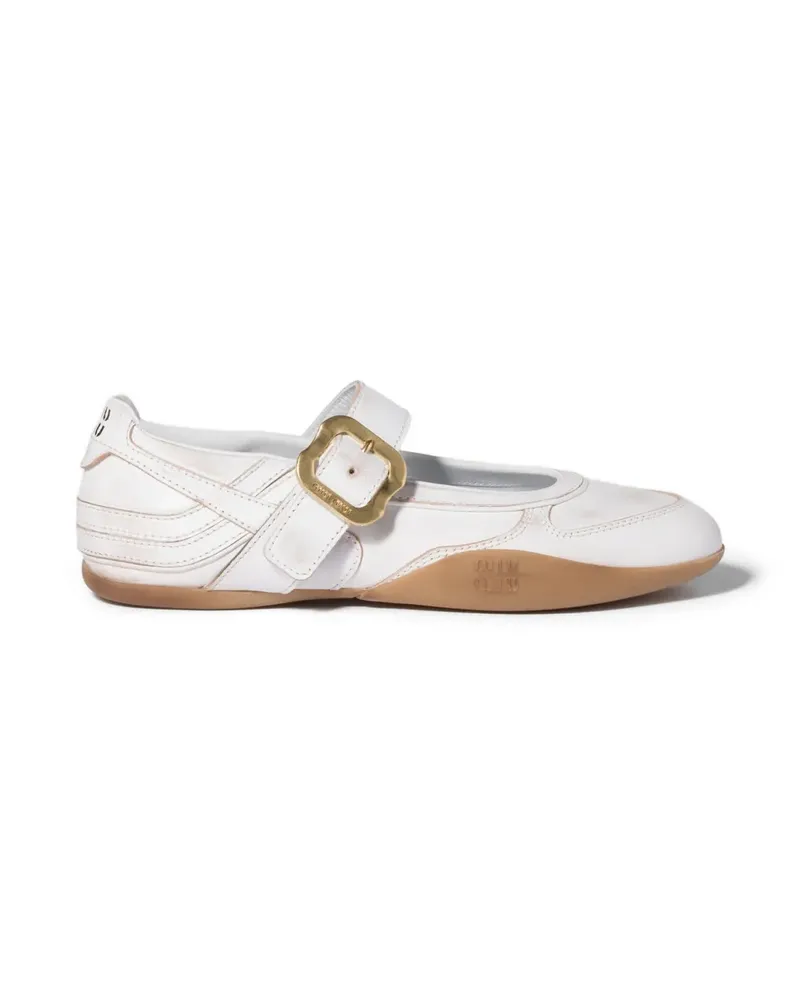 Miu Miu Gymnasium leather ballerinas with strap and buckle - Weiß Weiß