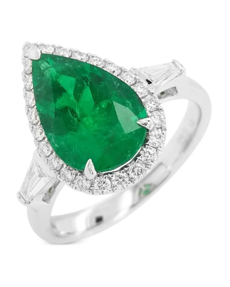 HYT Jewelry 18kt Weißgoldring mit Diamant und Smaragd Weiß