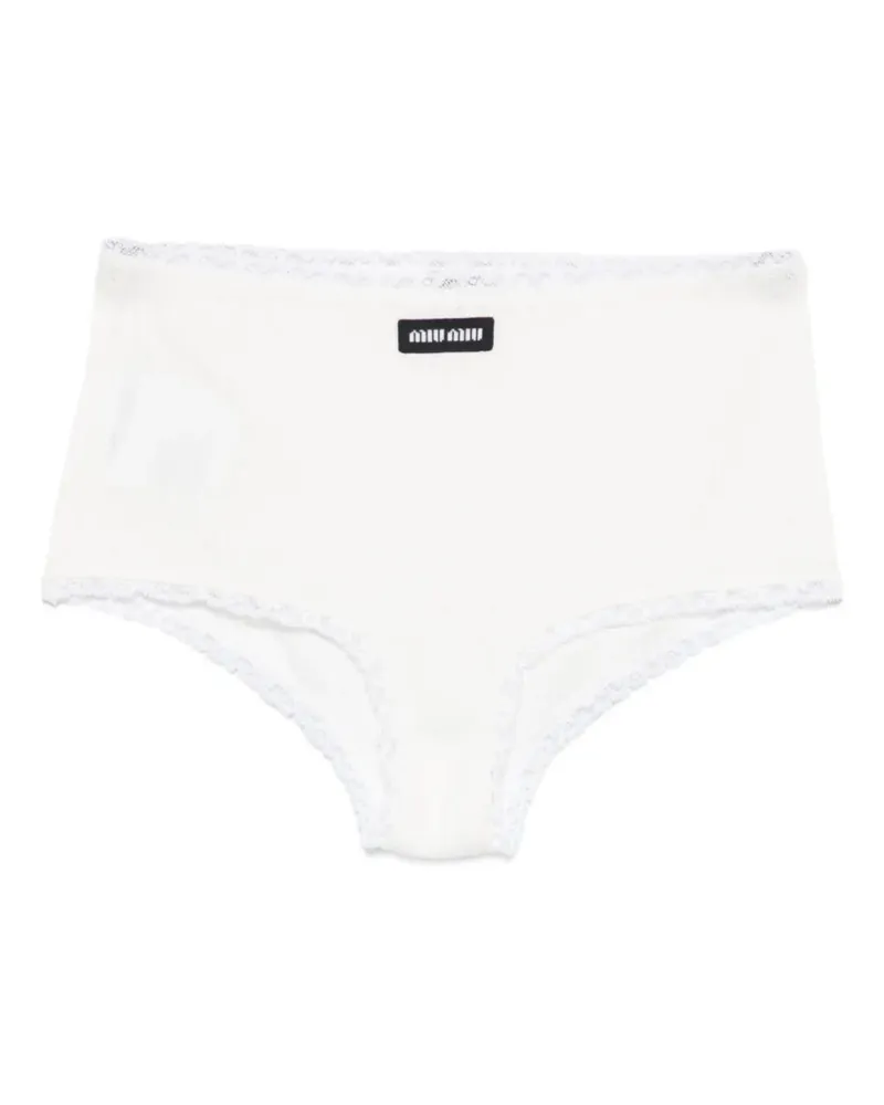 Miu Miu Slip mit Spitzenbesatz - Weiß Weiß