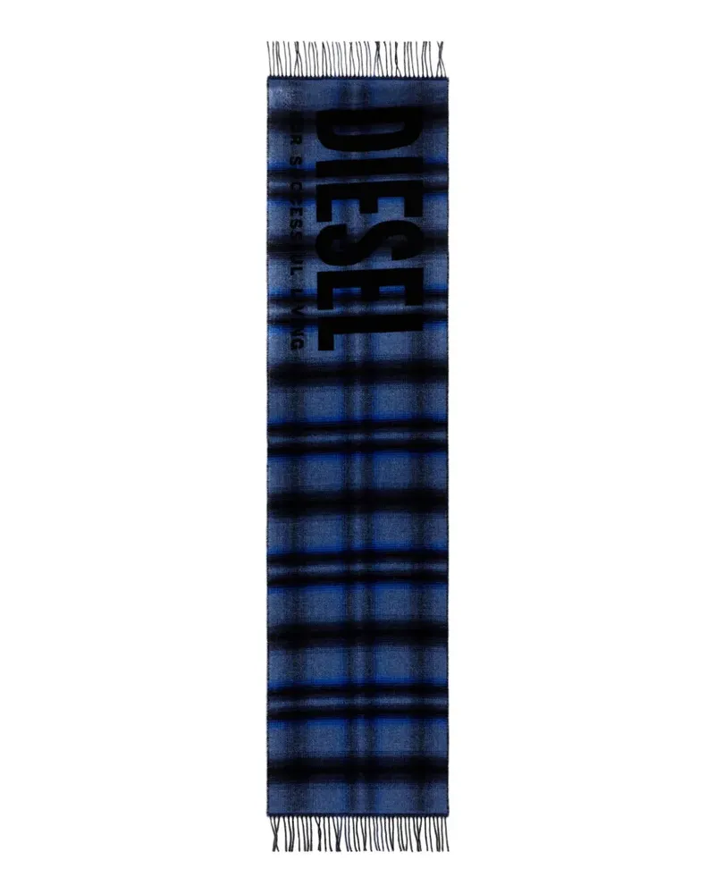 Diesel S-Check jacquard logo-lettering scarf - Blau Blau