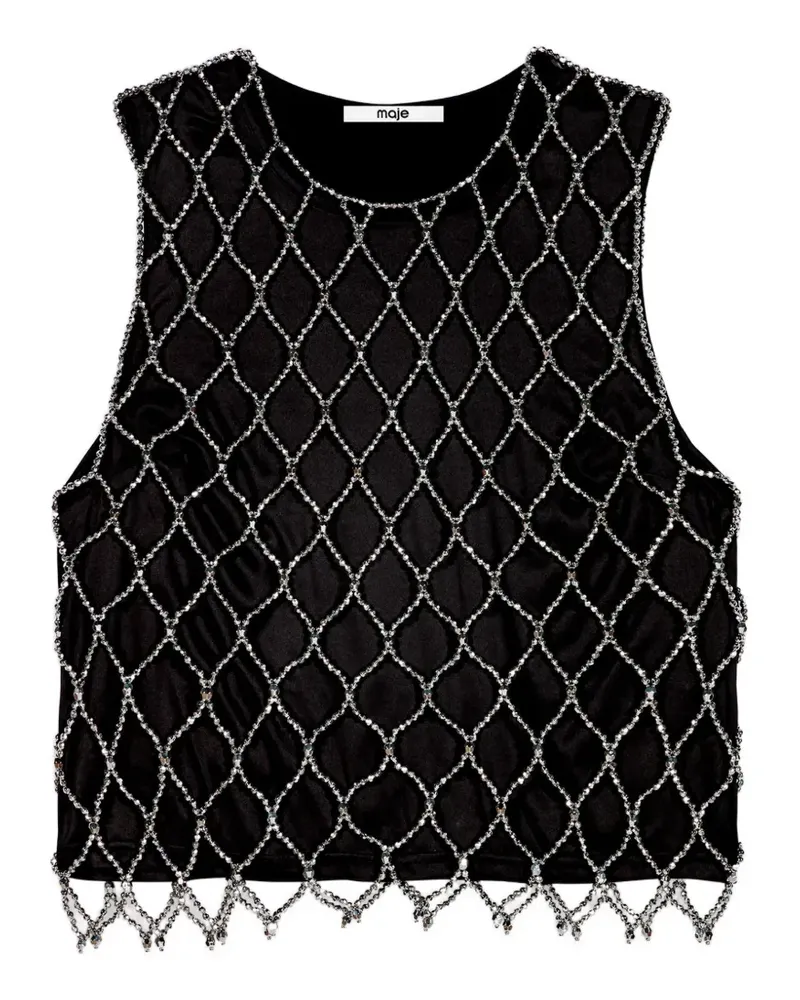 Maje Bluse mit Kristallverzierung - Schwarz Schwarz