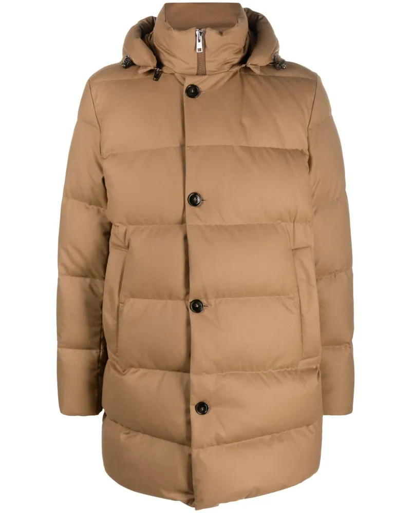 Woolrich Gefütterter Kapuzenmantel mit Knopfverschluss - Braun Braun
