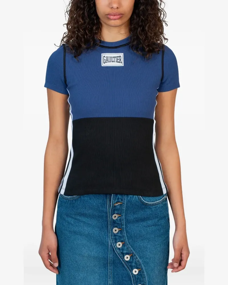 Jean Paul Gaultier T-Shirt mit gerippten Einsätzen - Blau Blau
