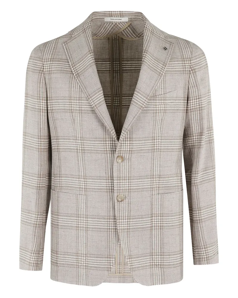 Tagliatore Karierte Leinenjacke - Grau Grau