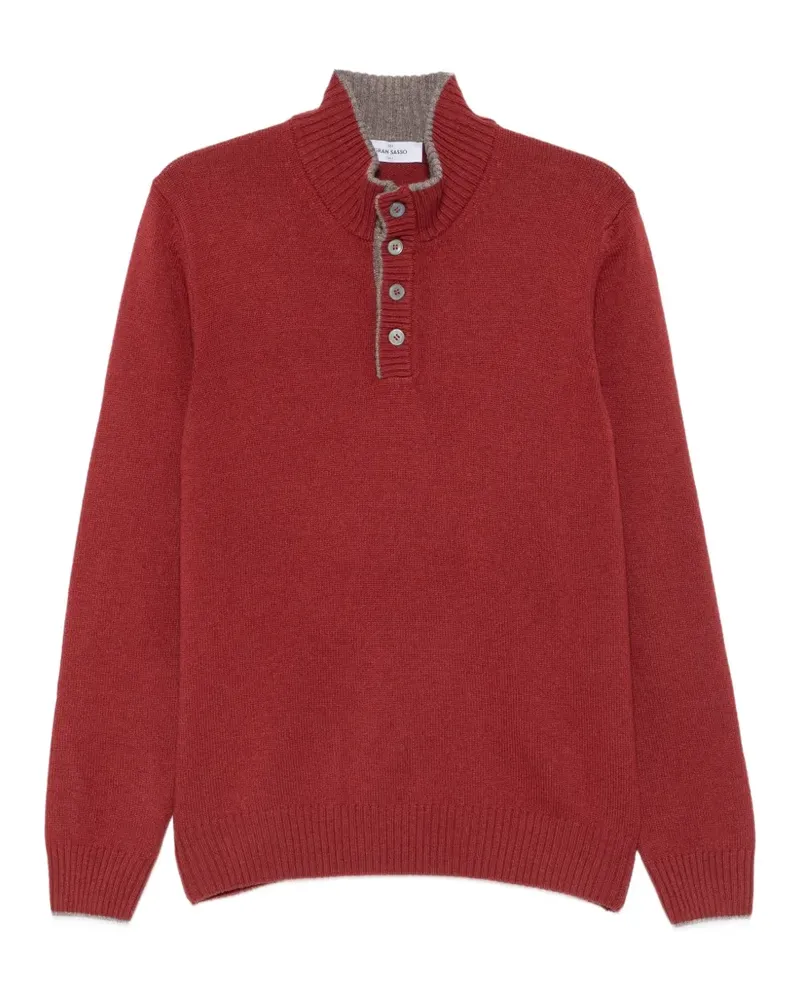 Gran Sasso Poloshirt mit Knopfleiste und Rippbesatz - Rot Rot