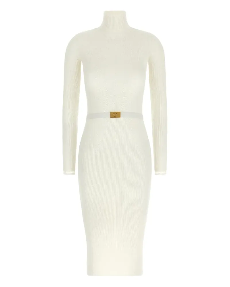 Elisabetta Franchi Geripptes Midikleid - Weiß Weiß