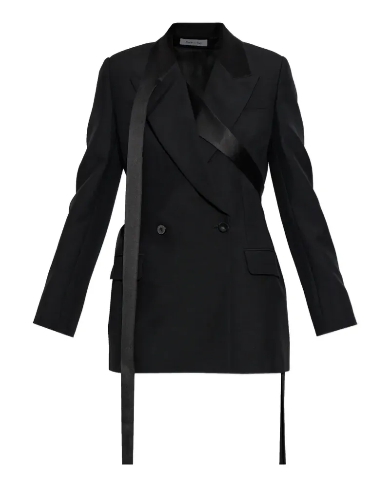 Alexander McQueen satin-trim double-breasted blazer - Schwarz Schwarz