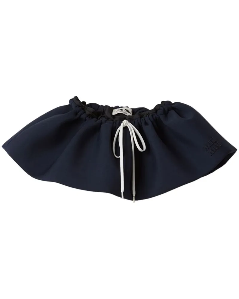 Miu Miu Woll-Minirock mit Logo-Applikation - Blau Blau