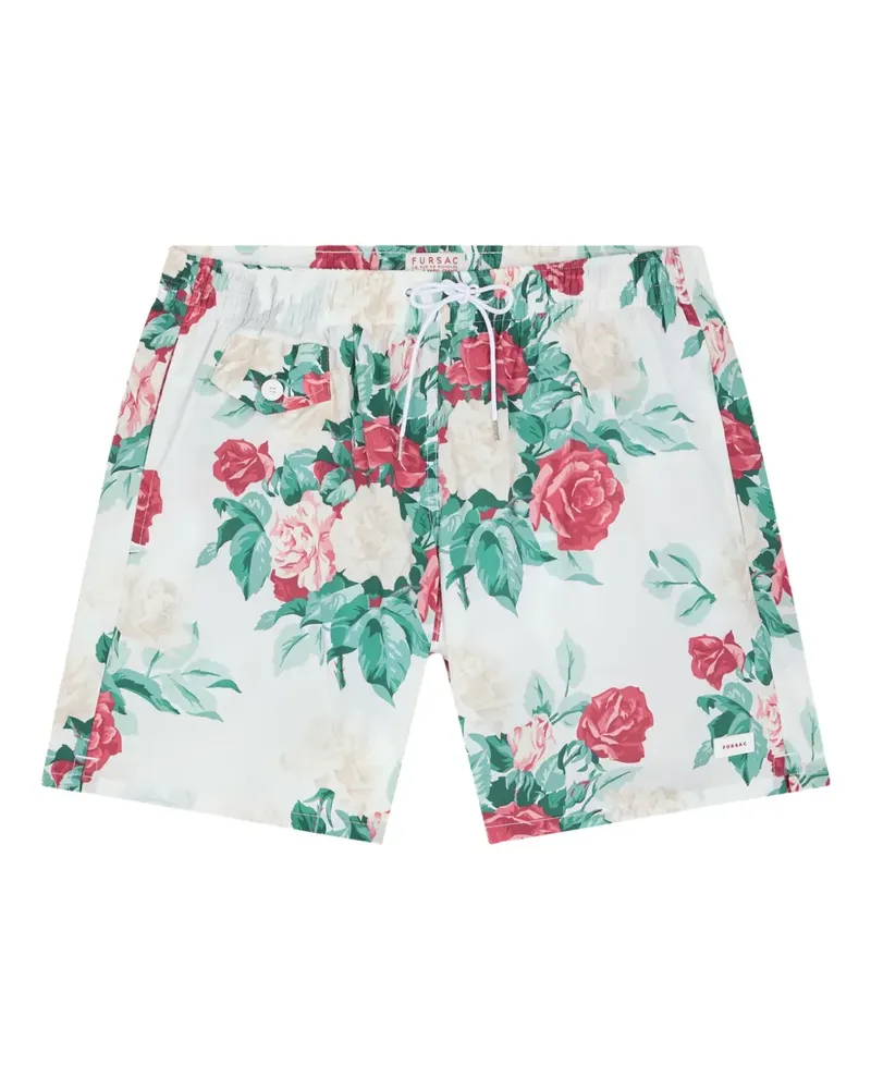 FURSAC Badeshorts mit Blumen-Print - Weiß Weiß
