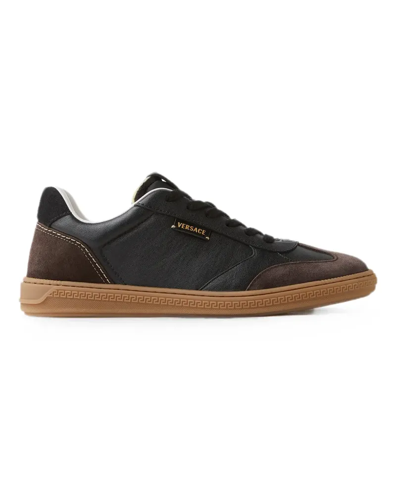 Versace Sneakers Greca Court aus Nappa und Wildleder - Schwarz Schwarz