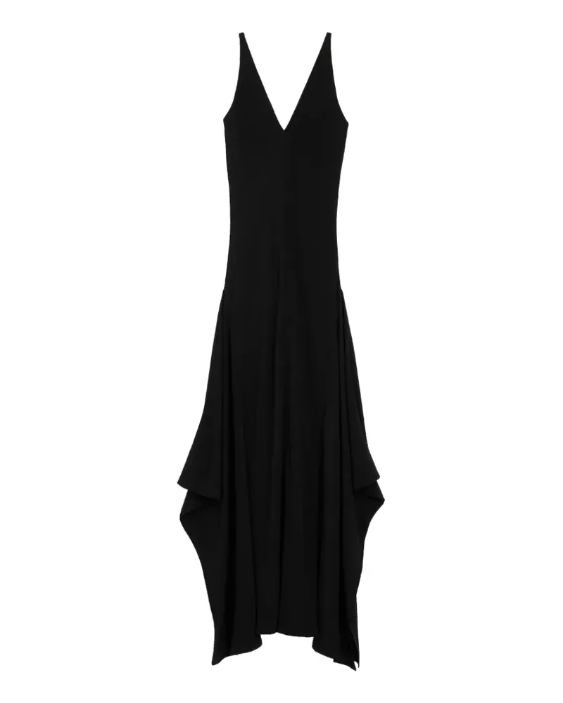 AMI Paris Langes Godetkleid aus Seidengemisch - Schwarz Schwarz