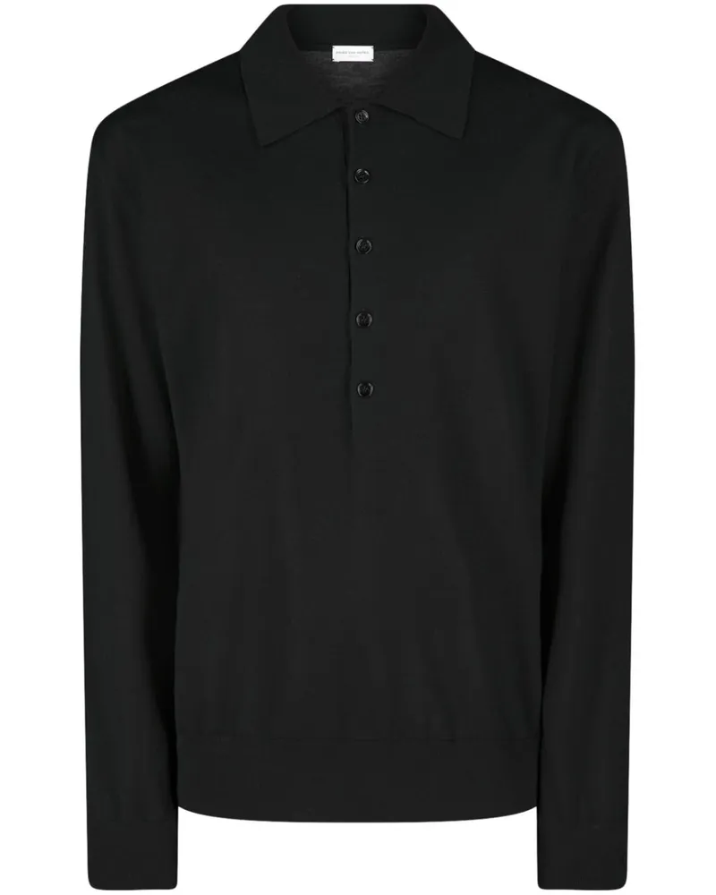 Dries van Noten Poloshirt mit Knopfleiste - Schwarz Schwarz