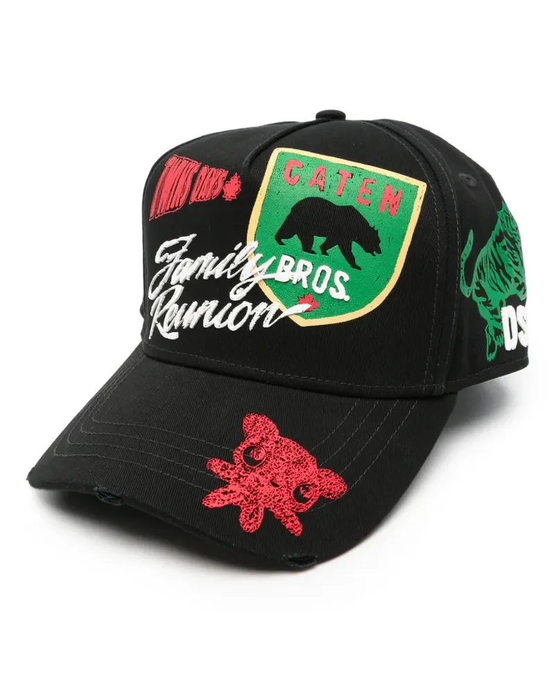 Dsquared2 patch-detail distressed baseball cap - Schwarz Schwarz