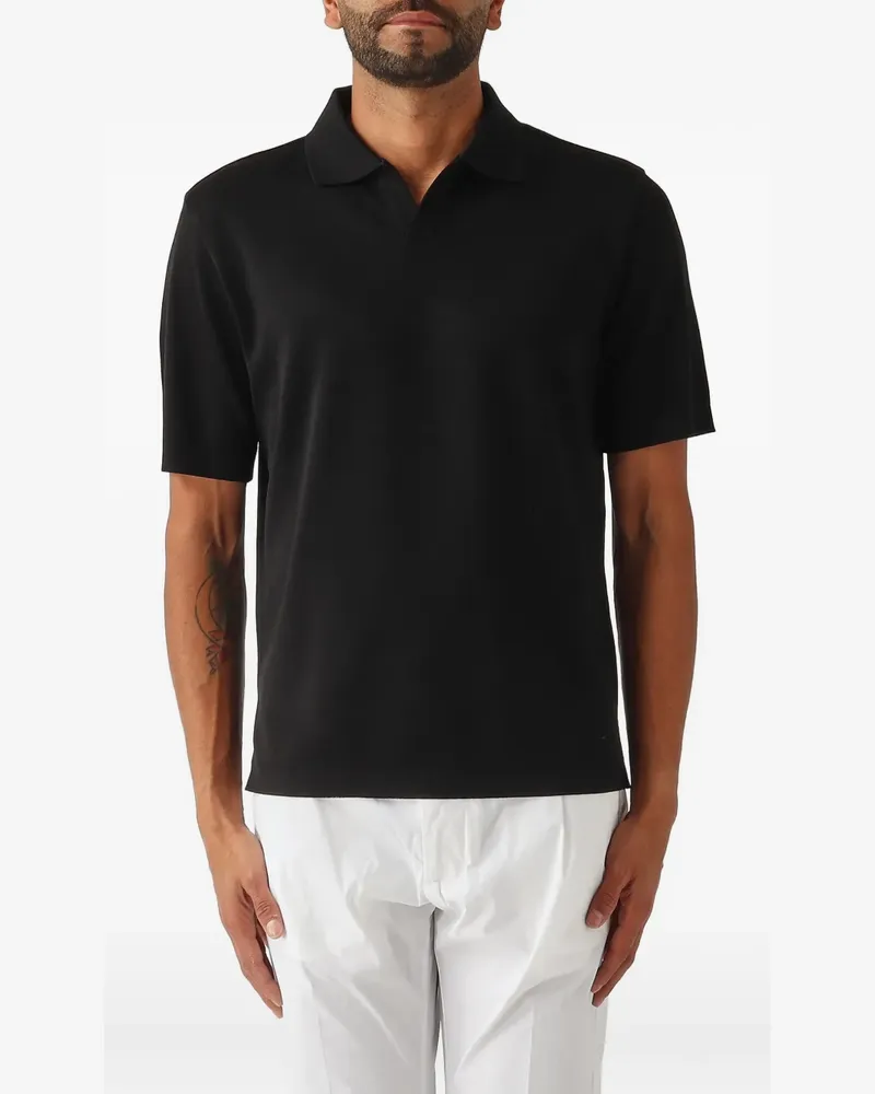 Herno Jersey-Poloshirt mit offenem Kragen - Schwarz Schwarz