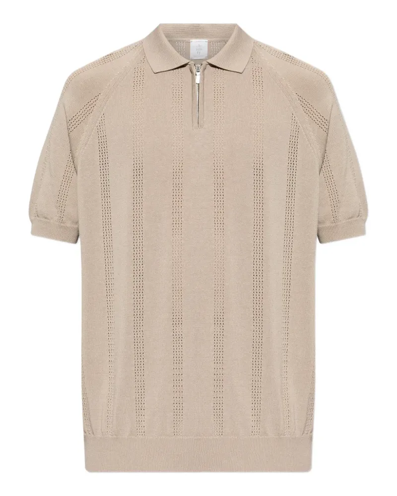 Eleventy Gestricktes Poloshirt mit Streifen - Nude Nude