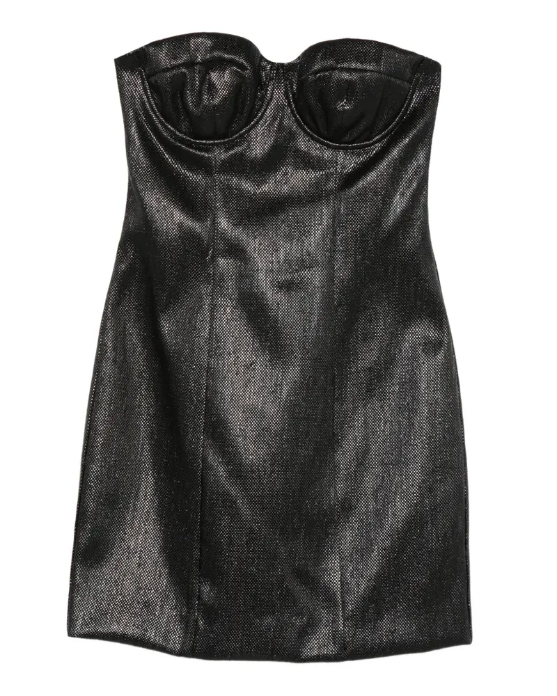 Federica Tosi metallic-finish sweetheart-neck mini dress - Schwarz Schwarz