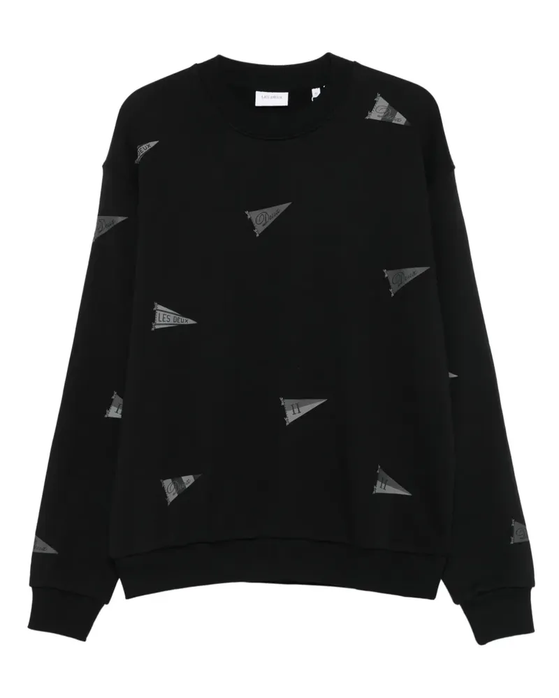 LES DEUX Sweatshirt mit Flaggen-Print - Schwarz Schwarz