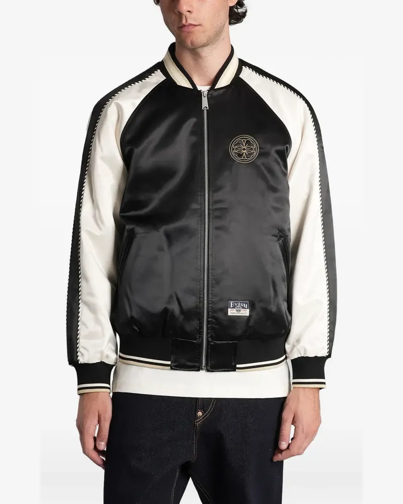 Evisu dragon-embroidered satin jacket - Schwarz Schwarz