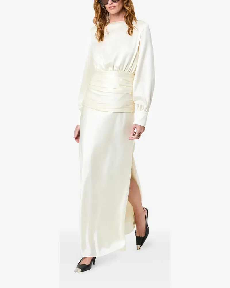 NICHOLAS Rückenfreies Maxikleid mit gerafftem Bund - Weiß Weiß