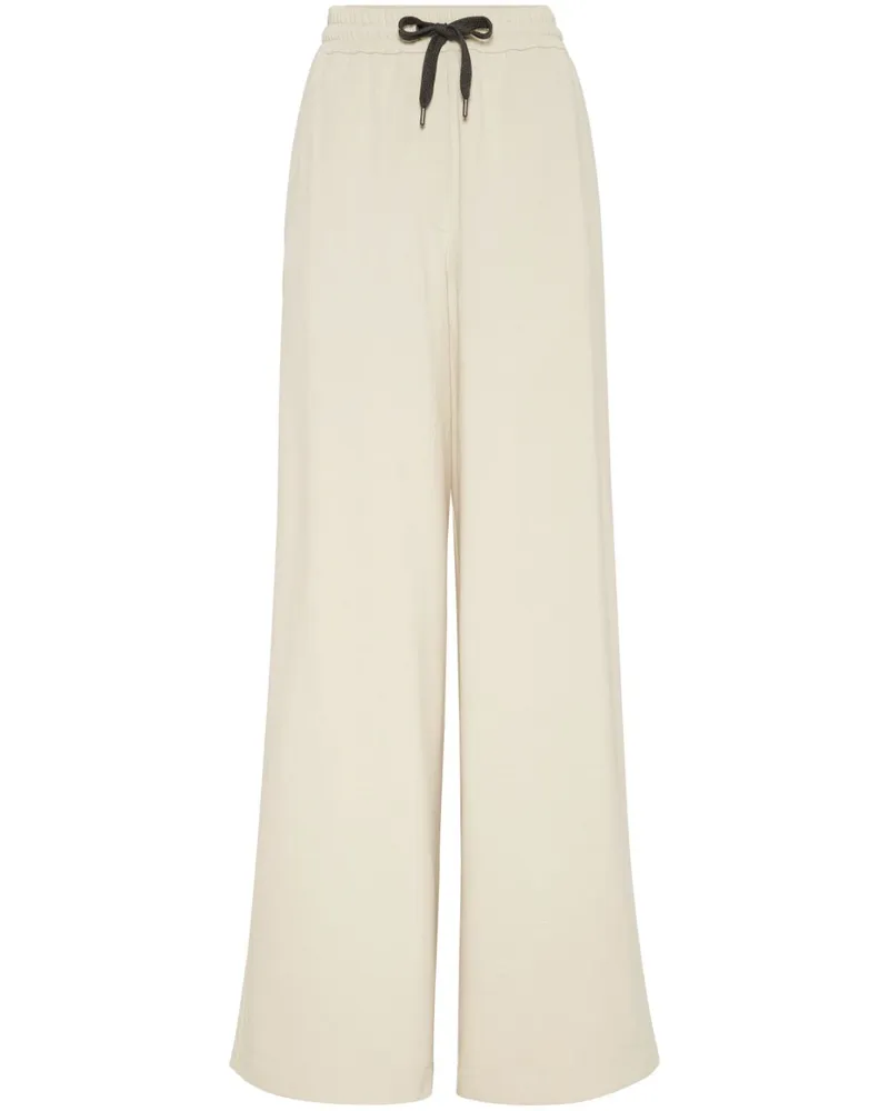 Brunello Cucinelli Wide-Leg-Hose mit Kordelzug - Nude Nude