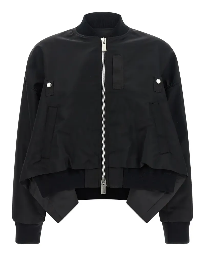 Sacai ribbed asymmetric-hem jacket - Schwarz Schwarz