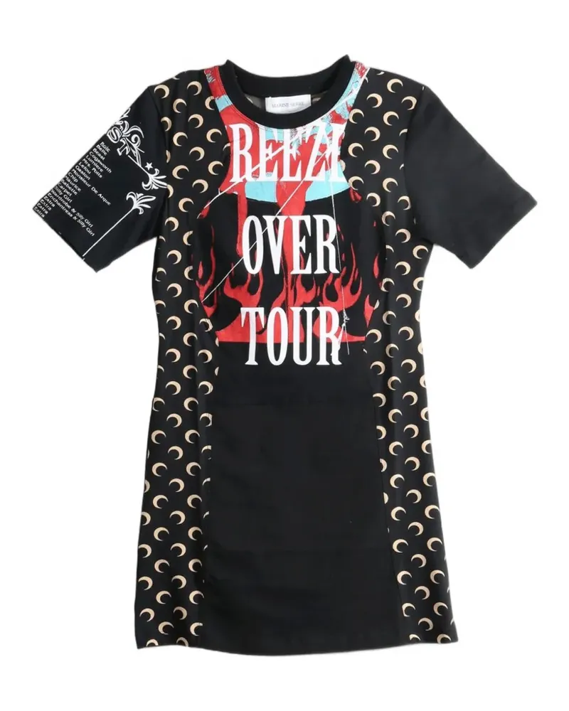 Marine Serre Crescent Moon graphic-print mini dress - Schwarz Schwarz