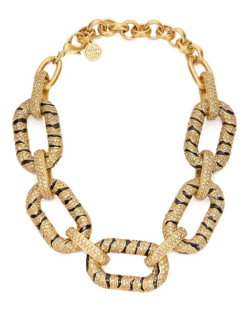 Roberto Cavalli Kristallverzierte Halskette mit Tigerstreifen - Gold Gold