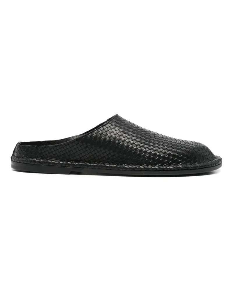 Buttero Slipper aus gewebtem Leder - Schwarz Schwarz