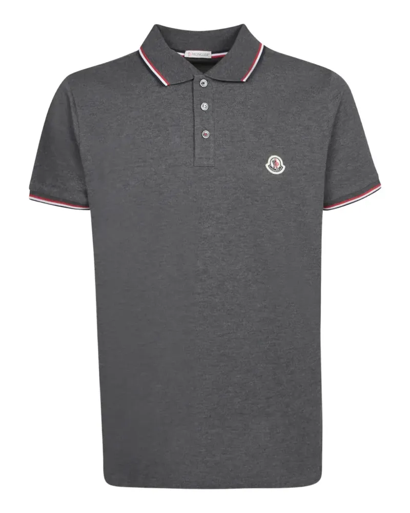 Moncler Poloshirt mit Logo-Patch - Grau Grau