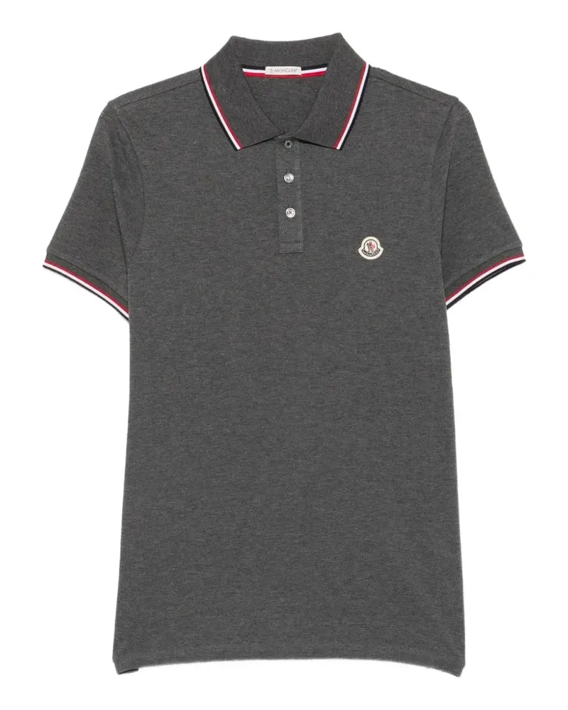 Moncler Poloshirt mit Logo-Patch - Grau Grau