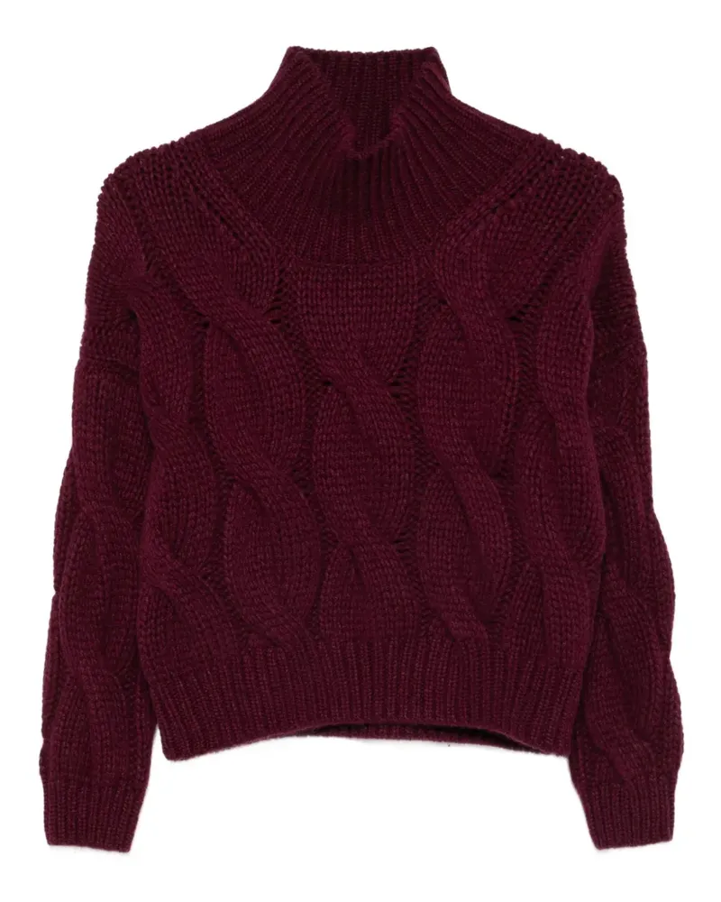 INCENTIVE! cashmere Rollkragenpullover mit Zopfmuster - Violett Violett