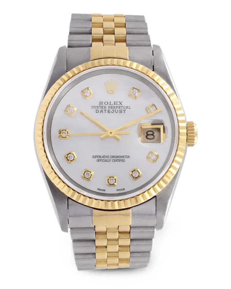 Rolex Datejust fluted-bezel diamond 36mm watch - Weiß Weiß