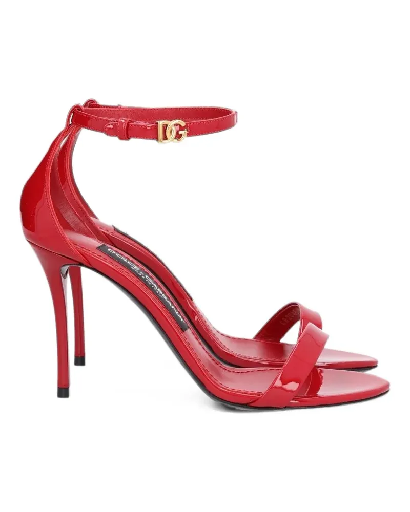 Dolce & Gabbana Sandalen aus Lackleder mit Logo - Rot Rot