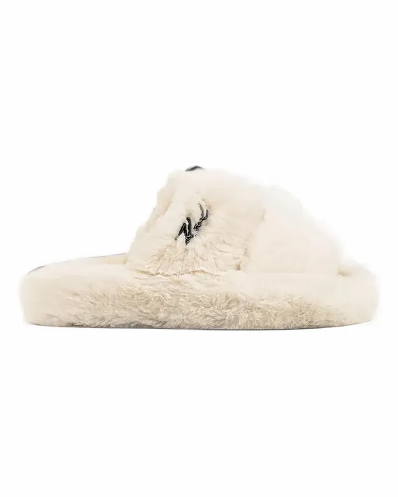 Karl Lagerfeld Bestickte Hypnos Slipper aus Faux Fur - Nude Nude