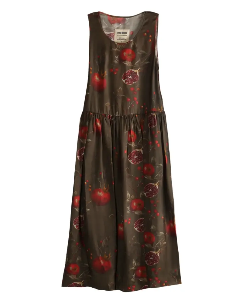 Uma Wang Ardal pomegranate-print smock dress - Braun Braun