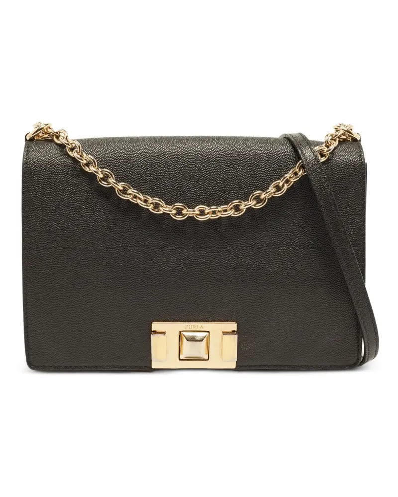 Furla Mimi Schultertasche mit Drehverschluss - Schwarz Schwarz