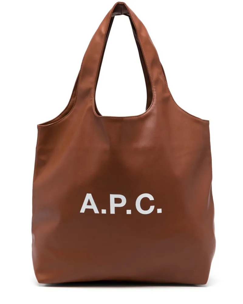 A.P.C. Shopper mit Logo-Print Braun