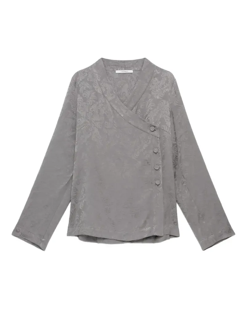 Maliparmi damask-jacquard wrap shirt - Grau Grau