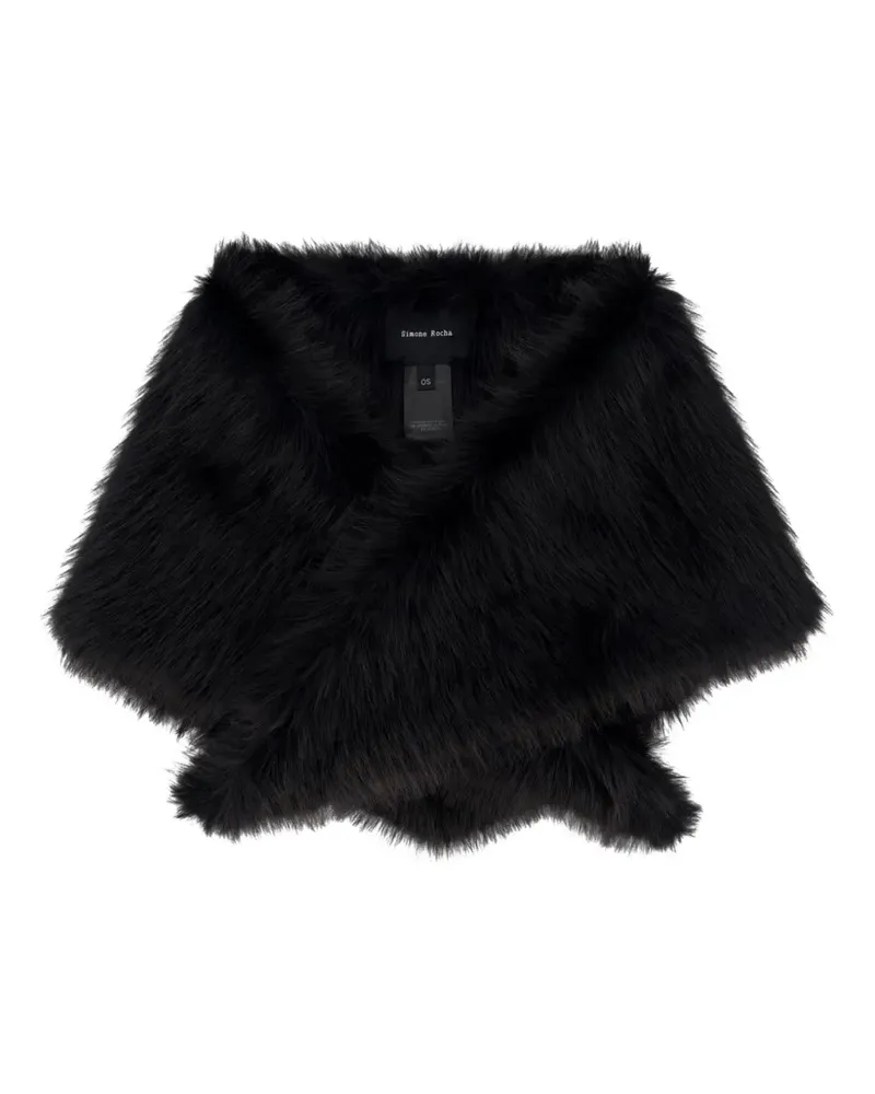 Simone Rocha Schal aus Faux Fur mit Kristallen - Schwarz Schwarz