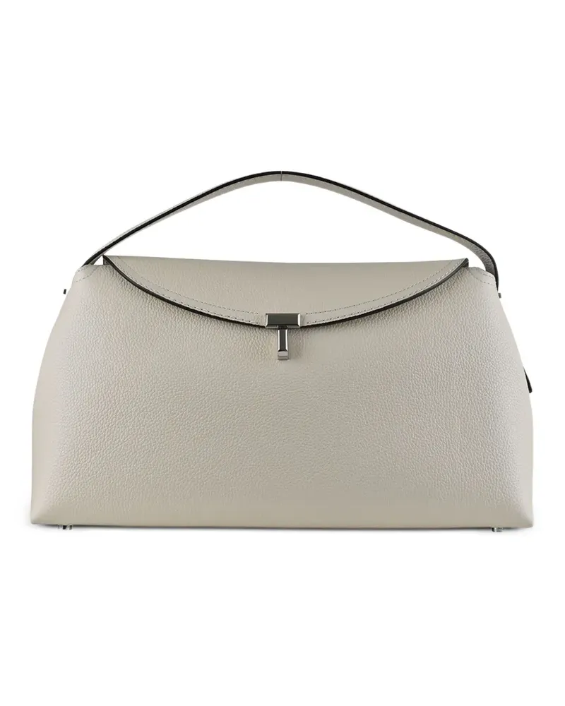 Totême T-Lock grained-leather shoulder bag - Weiß Weiß