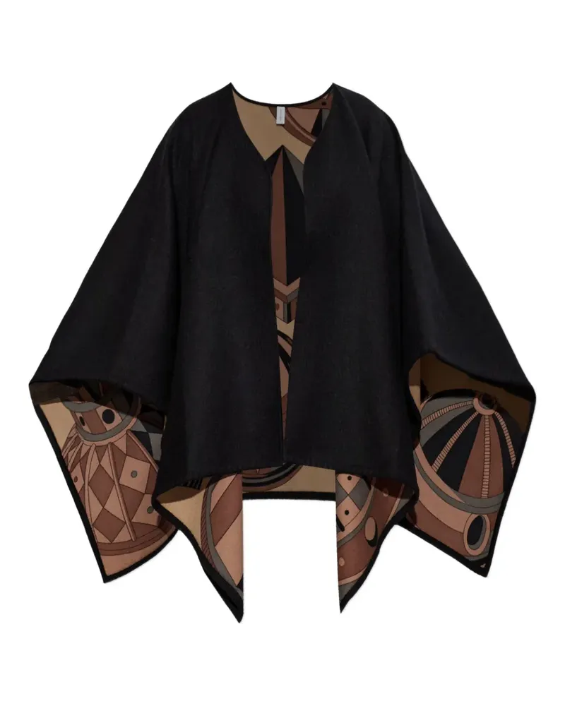 Ferragamo Gemusterter Poncho - Schwarz Schwarz