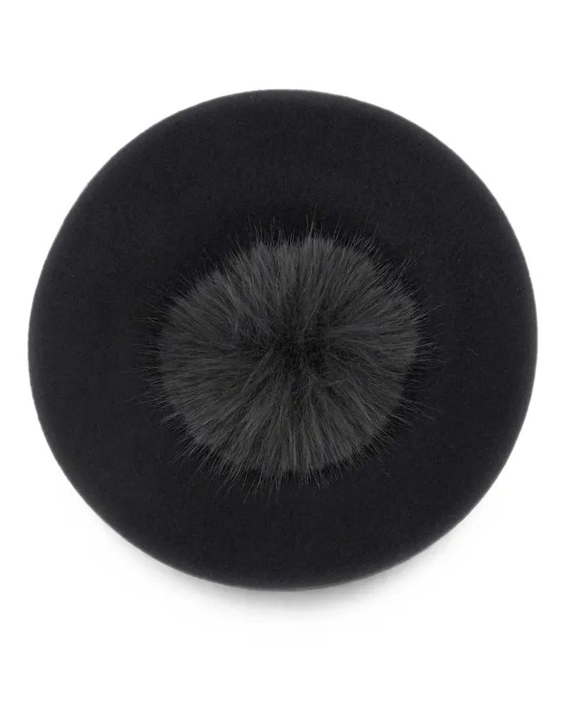 Borsalino Baskenmütze mit Pompon-Detail - Schwarz Schwarz
