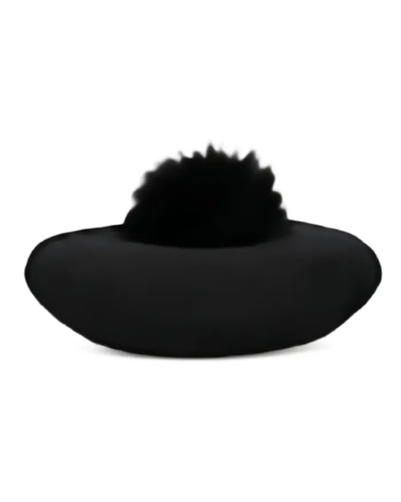 Borsalino Baskenmütze mit Pompon-Detail - Schwarz Schwarz