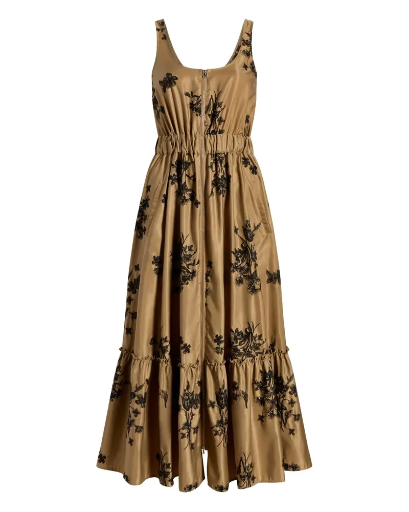 Cinq à Sept Gestuftes Vernetta Kleid mit Blumen-Print - Braun Braun