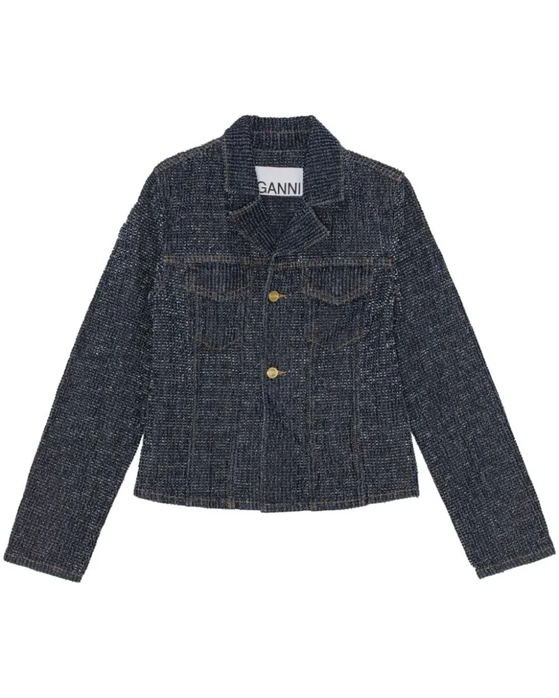 Ganni Schmaler Fluffy Jeansblazer - Blau Blau