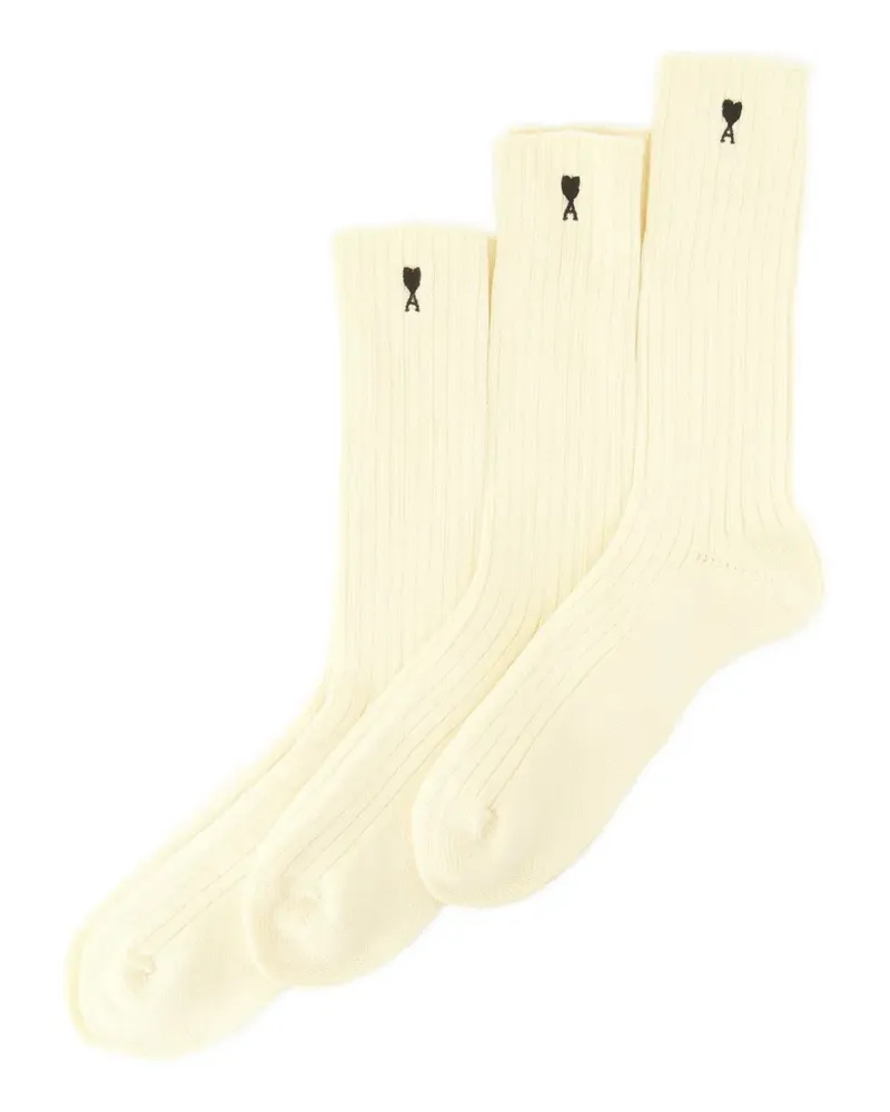 AMI Paris Ami de Coeur ribbed socks (set of three) - Nude Nude