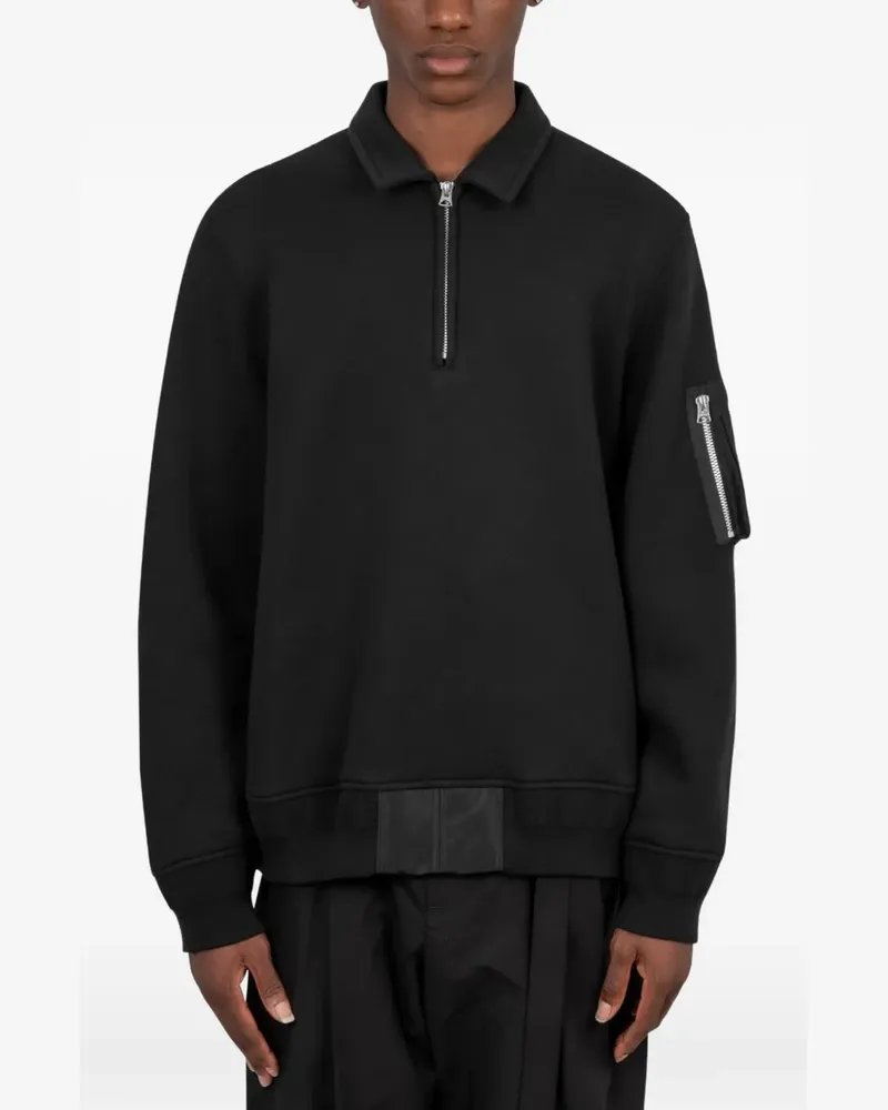 Sacai Utility-Poloshirt mit kurzem Reißverschluss - Schwarz Schwarz