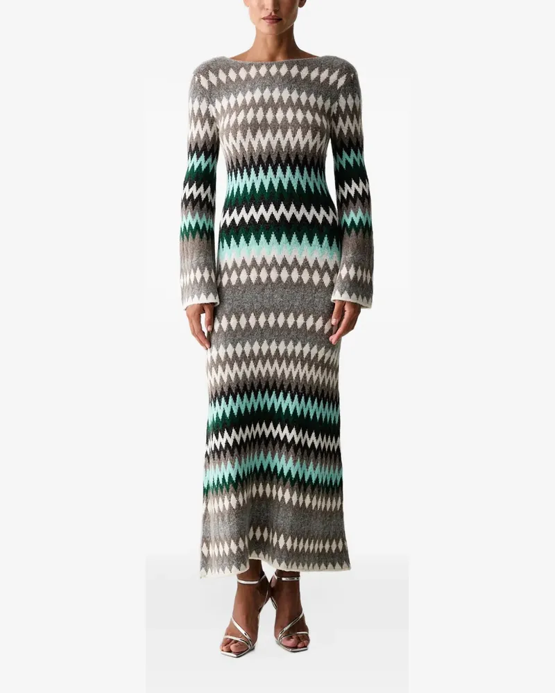 Twin-Set dual-use long jacquard knit dress - Grau Grau